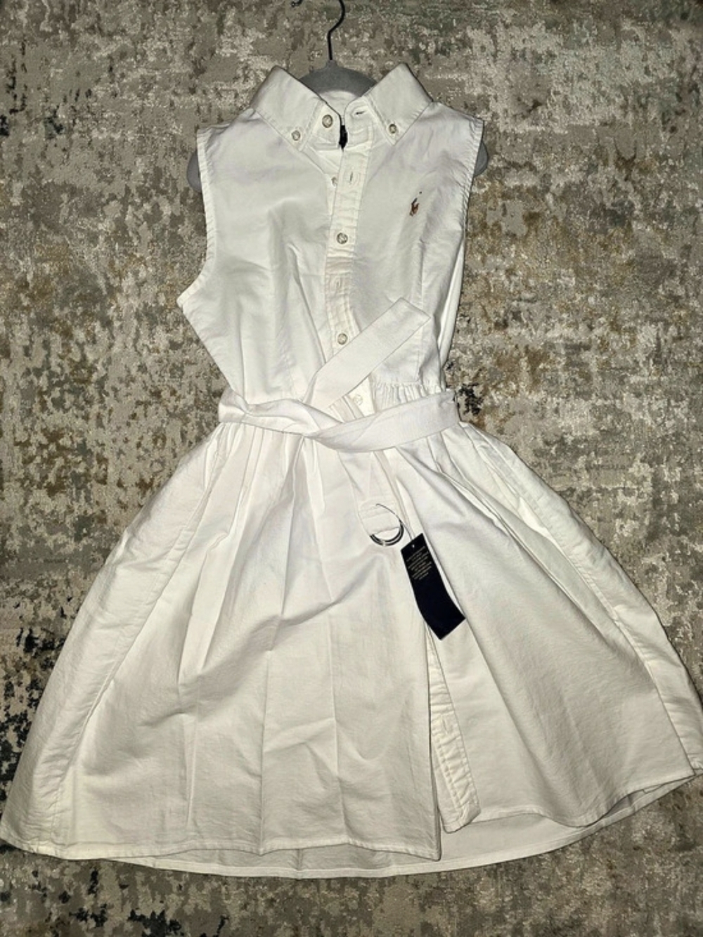 Polo Ralph Lauren Girls Belted Cotton Oxford Shirtdress White Girls 10